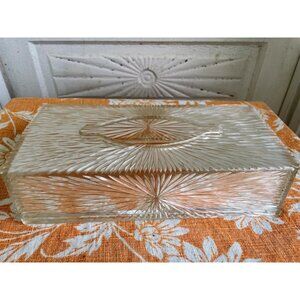 Vintage MCM clear Lucite Sunburst Pattern Tissue Box Cover